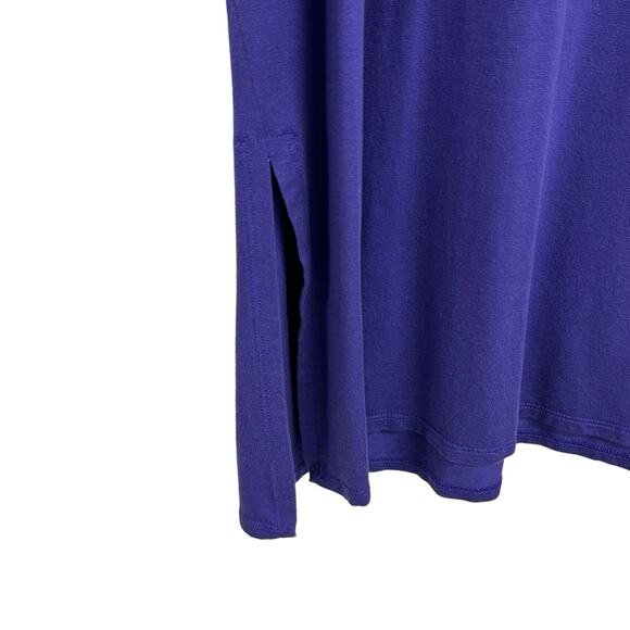 Eileen Fisher Purple Lyocell Blend Short Sleeve Side Slit Tunic Top Medium - Picture 3 of 5